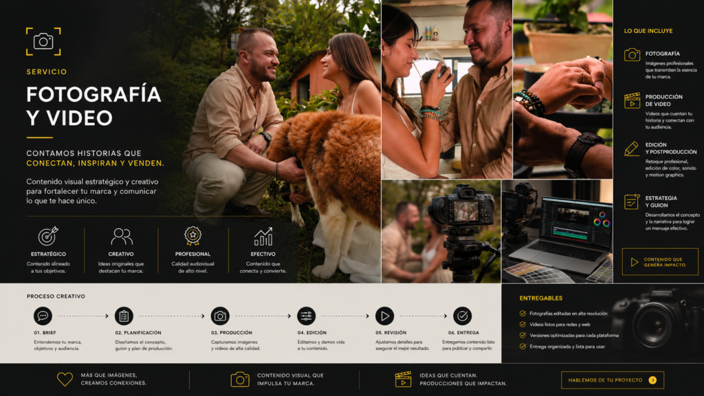 Producción audiovisual, fotografía y video - Valiente Digital